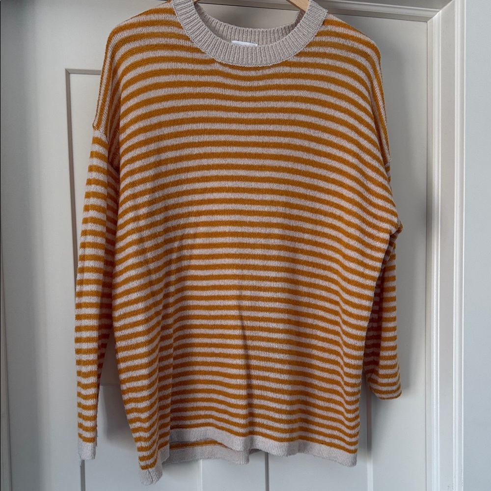 Striped Mustard and White Sweater
